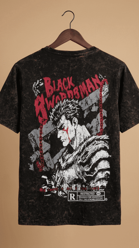 Black Swordsman" Acid Wash Tee