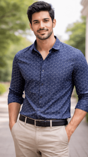 Men's Royal Blue, Relax Fit, Full sleeve, Casual shirt.