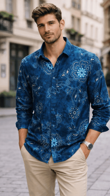 PC Foil Print shirt - blue