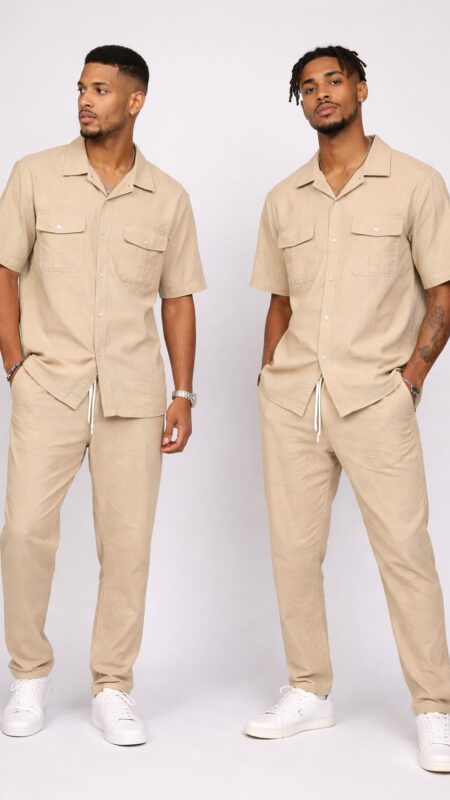 Men's matching  shirt and pants set.