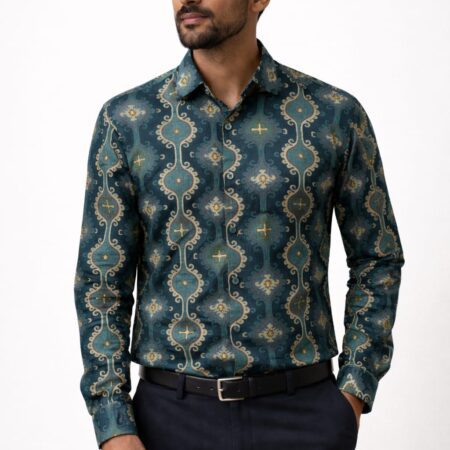 Cotton Linen Foil print