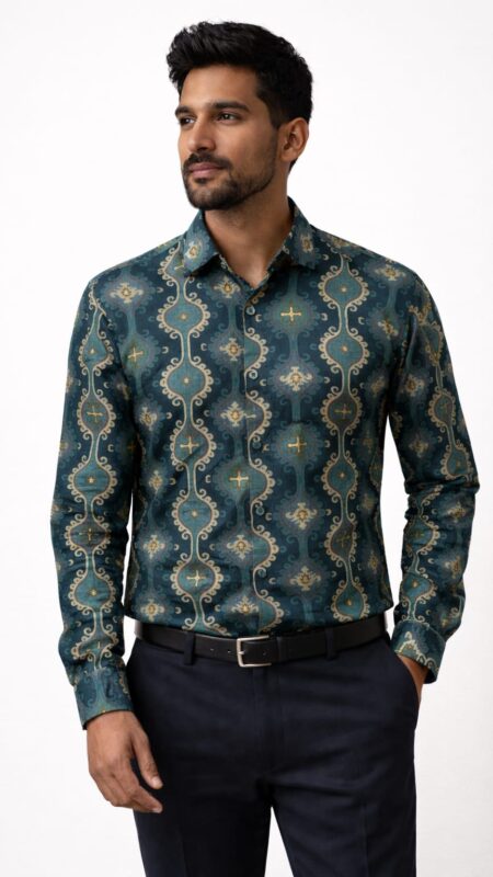 Cotton Linen Foil print