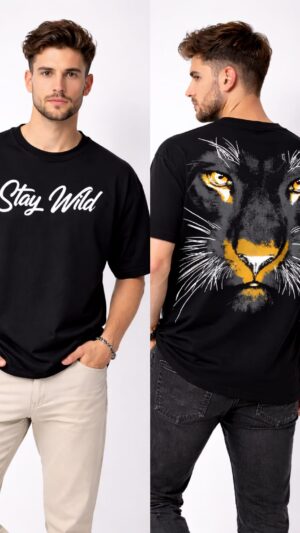 Men's Solid black, Cotton Loopnet Net, Half Sleeve,Round Neck, Pattern Abstract Casual Tshirt