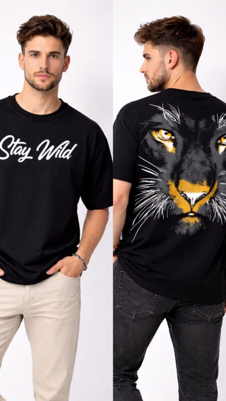 Men's Solid black, Cotton Loopnet Net, Half Sleeve,Round Neck, Pattern Abstract Casual Tshirt